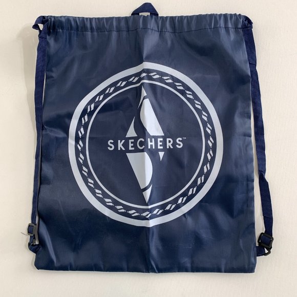 SKECHERS Brand New Unisex Drawstring Backpack Blue 100% Polyester Lightweight - Picture 2 of 14